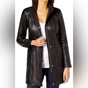 NWT Cole Haan Women’s Mid Length Leather Coat